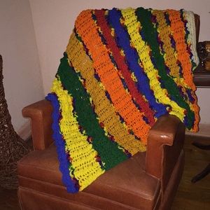 Striped Afghan Crochet. Teen Couch Throw